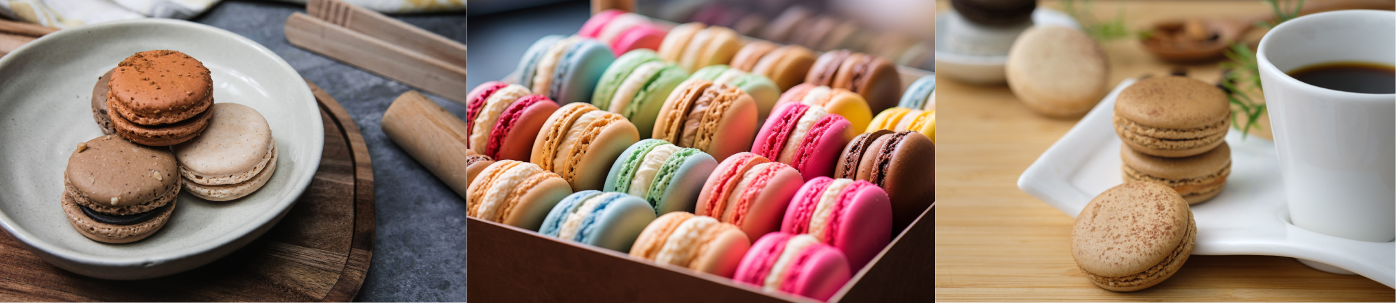 Sélection de macarons, parfaits pour toute occasion.